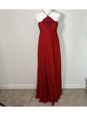NWT Vivienne Tam 100% Silk Gown Red Wedding Guest Size 6 Luxury Black Tie